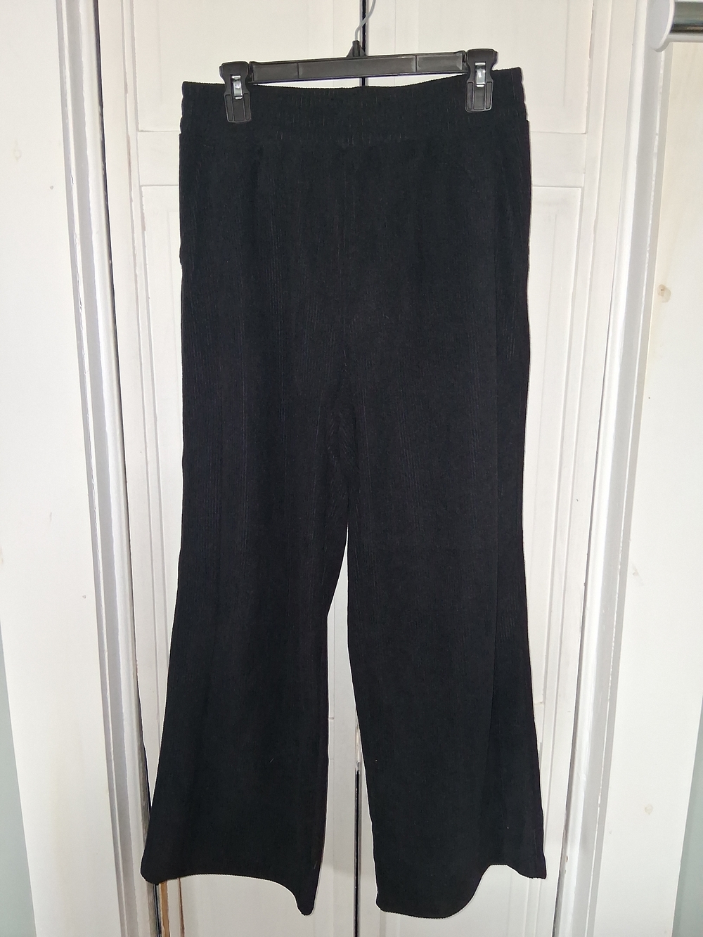 HALARA Black Ribbed Wide-Leg Pants